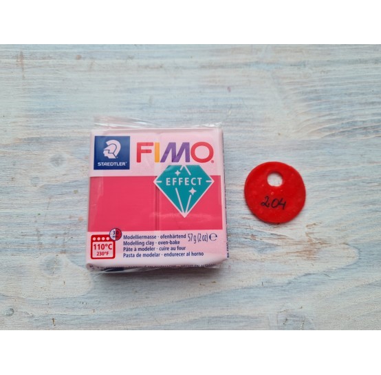 FIMO Effect oven-bake polymer clay, red (translucent), Nr. 204, 57 gr