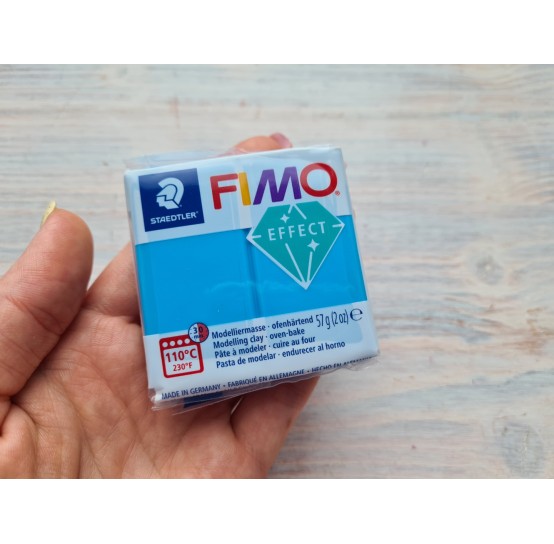 FIMO Effect oven-bake polymer clay, blue (translucent), Nr. 374, 57 gr