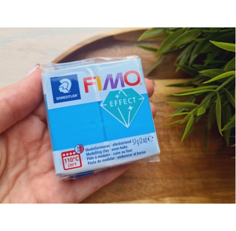 FIMO Effect, blue (translucent), Nr. 374, 57g (2oz), oven-hardening polymer clay, STAEDTLER