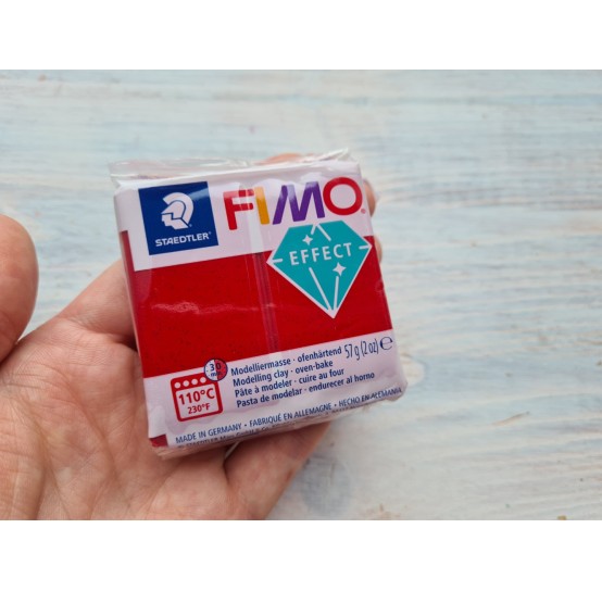 FIMO Effect oven-bake polymer clay, red (glitter), Nr. 202, 57 gr
