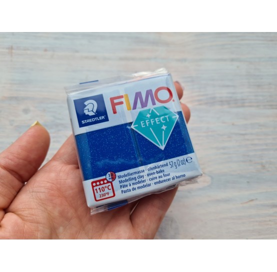 FIMO Effect oven-bake polymer clay, blue (glitter), Nr. 302, 57 gr