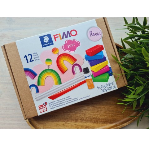 FIMO Basic, pack of 9 colors, 225g (7.92oz), oven-hardening polymer clay, STAEDTLER