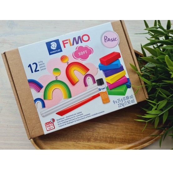 FIMO Basic, pack of 9 colors, 225g (7.92oz), oven-hardening polymer clay, STAEDTLER