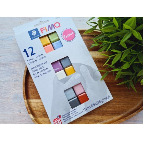 FIMO Fashion, pack of 12 colors, 300g (10.58oz), oven-hardening polymer clay, STAEDTLER