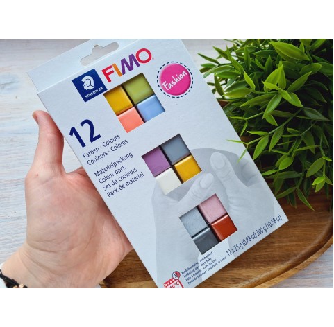 FIMO Fashion, pack of 12 colors, 300g (10.58oz), oven-hardening polymer clay, STAEDTLER