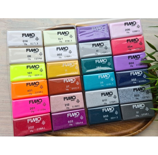 FIMO Effect, pack of 24 colors, 600g (21.16oz), oven-hardening polymer clay, STAEDTLER