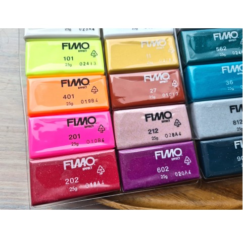 FIMO Effect, pack of 24 colors, 600g (21.16oz), oven-hardening polymer clay, STAEDTLER