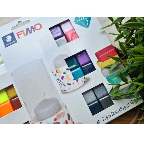 FIMO Effect, pack of 24 colors, 600g (21.16oz), oven-hardening polymer clay, STAEDTLER