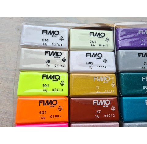 FIMO Effect, pack of 24 colors, 600g (21.16oz), oven-hardening polymer clay, STAEDTLER