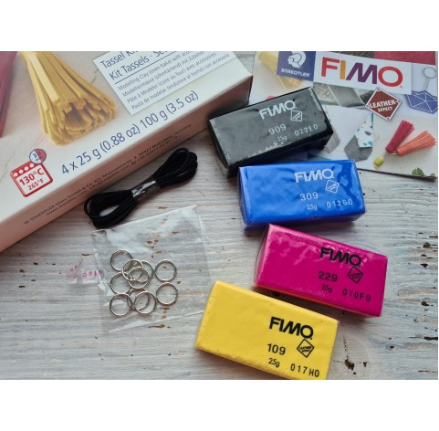 FIMO DIY Set Tassels, Leather-Effect, 100g (3.5oz), oven-hardening polymer clay, STAEDTLER