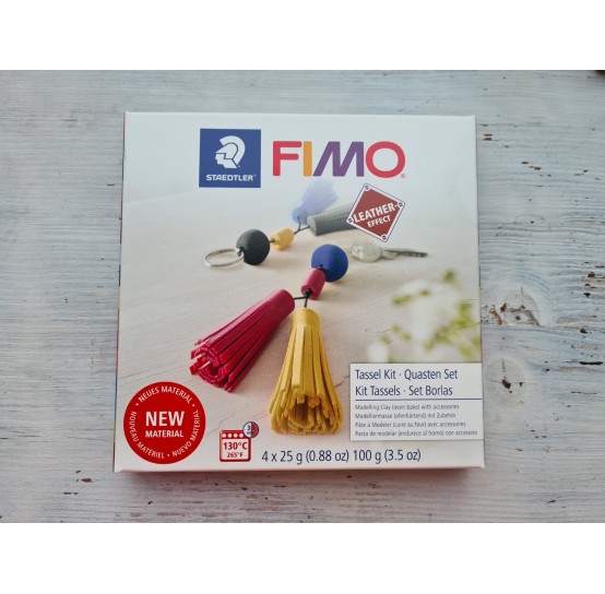 FIMO oven-bake polymer clay, DIY, Leather-effect Set, pack of 4 colours, 100 gr 