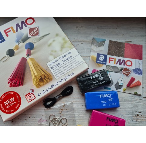 FIMO DIY Set Tassels, Leather-Effect, 100g (3.5oz), oven-hardening polymer clay, STAEDTLER