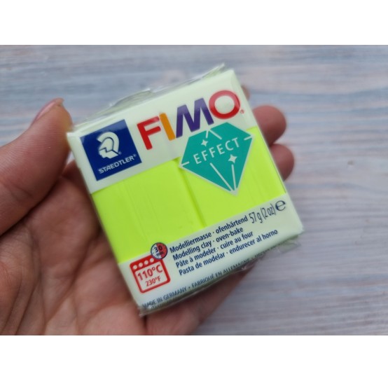 FIMO Effect Neon oven-bake polymer clay, neon yellow, Nr. 101, 57 gr