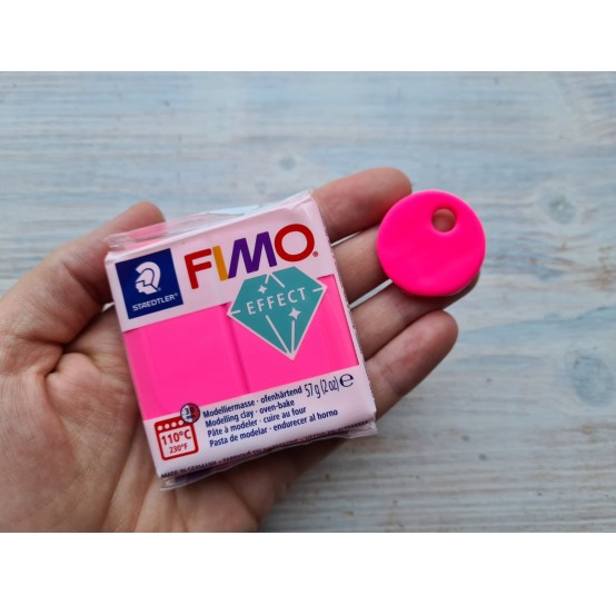 FIMO Effect Neon oven-bake polymer clay, neon fuchsia, Nr. 201, 57 gr
