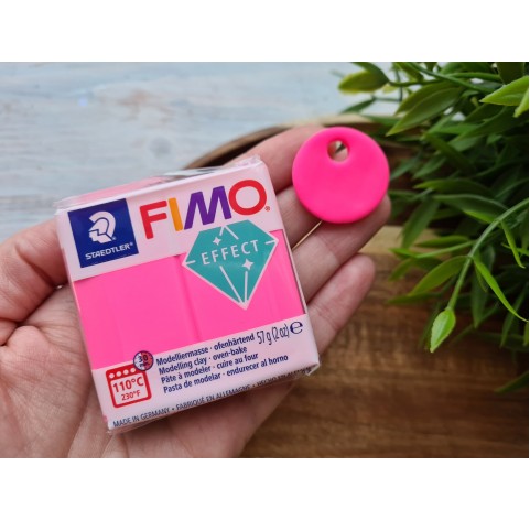 FIMO Effect, neon fuchsia (neon), Nr. 201, 57g (2oz), oven-hardening polymer clay, STAEDTLER