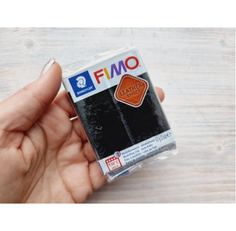FIMO Leather oven-bake polymer clay, black, Nr. 909, 57 gr