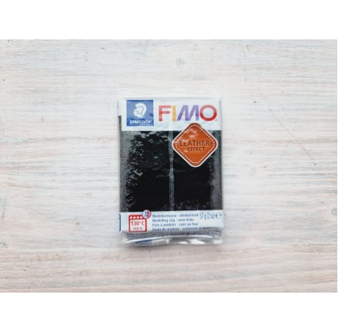 FIMO Leather oven-bake polymer clay, black, Nr. 909, 57 gr