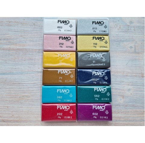 FIMO Sparkle, pack of 12 colors, 300g (10.58oz), oven-hardening polymer clay, STAEDTLER
