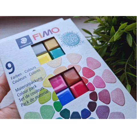 FIMO Mixing Pearls, pack of 9 colors, 314g (11oz), oven-hardening polymer clay, STAEDTLER