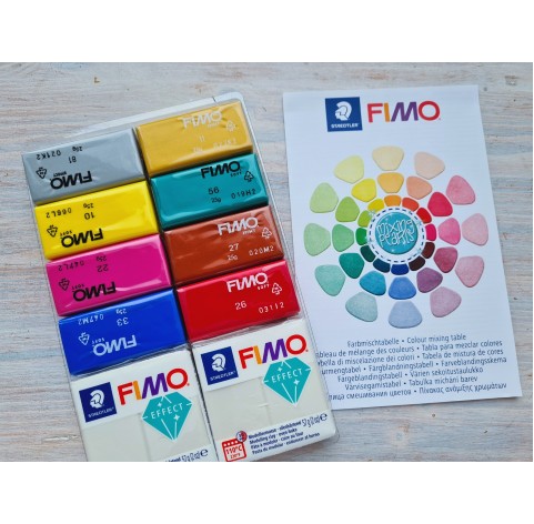 FIMO Mixing Pearls, pack of 9 colors, 314g (11oz), oven-hardening polymer clay, STAEDTLER