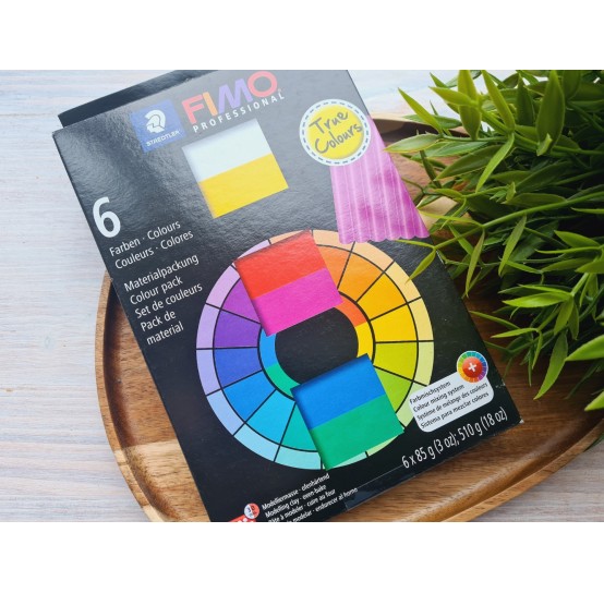 FIMO Professional, true colors, pack of 6 colors, 510g (17.99oz), oven-hardening polymer clay, STAEDTLER