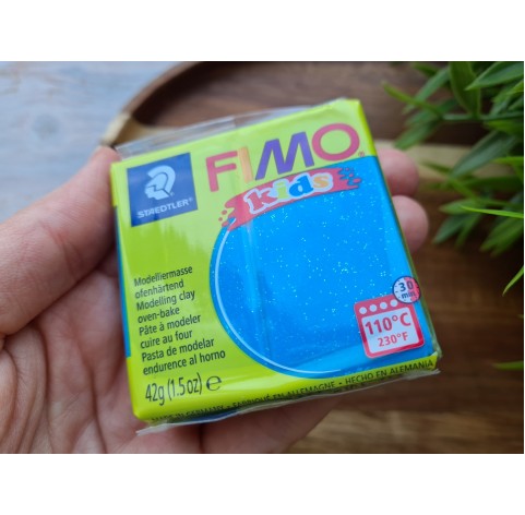 FIMO Kids, glitter blue, Nr. 312, 42g (1.5oz), oven-hardening polymer clay, STAEDTLER