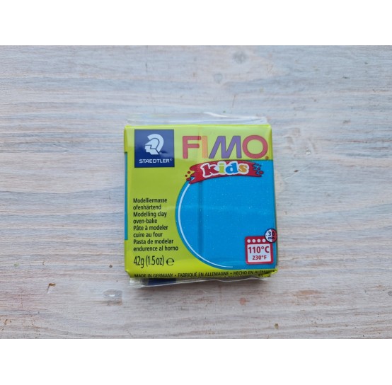 FIMO Kids oven-bake polymer clay, glitter blue, Nr. 312, 42 gr