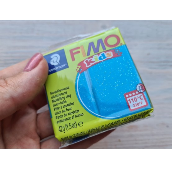 FIMO Kids oven-bake polymer clay, glitter blue, Nr. 312, 42 gr