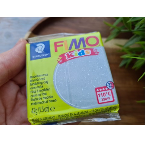 FIMO Kids, glitter silver, Nr. 812, 42g (1.5oz), oven-hardening polymer clay, STAEDTLER