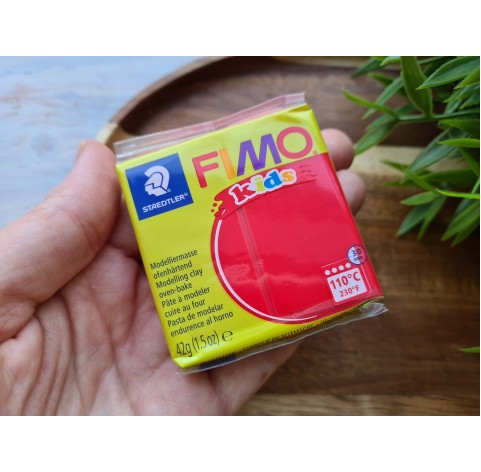 FIMO Kids, red, Nr. 2, 42g (1.5oz), oven-hardening polymer clay, STAEDTLER
