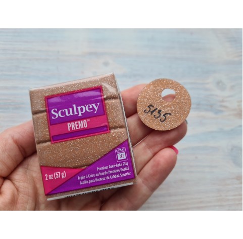 Sculpey Premo Accents oven-bake polymer clay, rose gold glitter, Nr. 5135, 57 gr