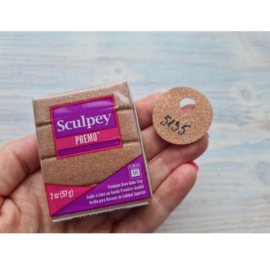 Sculpey Premo Accents oven-bake polymer clay, rose gold glitter, Nr. 5135, 57 gr