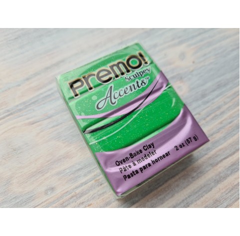 Sculpey Premo Accents oven-bake polymer clay, green glitter, Nr.5550, 57 gr