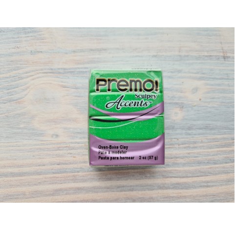 Sculpey Premo Accents oven-bake polymer clay, green glitter, Nr.5550, 57 gr