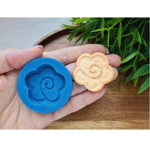 Silicone mold, Full size biscuit, style 46, flower, ~ Ø 3.7 cm, H:0.8 cm