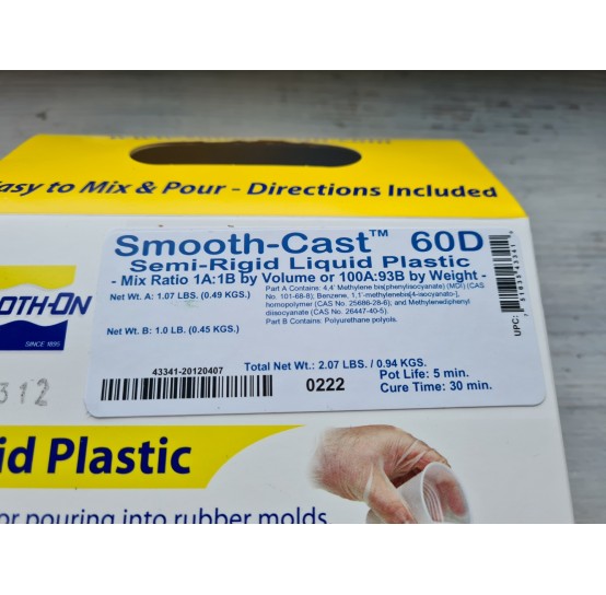 Smooth-Cast 60D polyurethane, liquid plastic, semi-rigid, 0.94kg, cure time 30 min