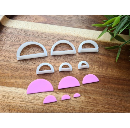 "Semicircle, style 2, sharp edges", set of 6 cutters, one clay cutter or FULL set