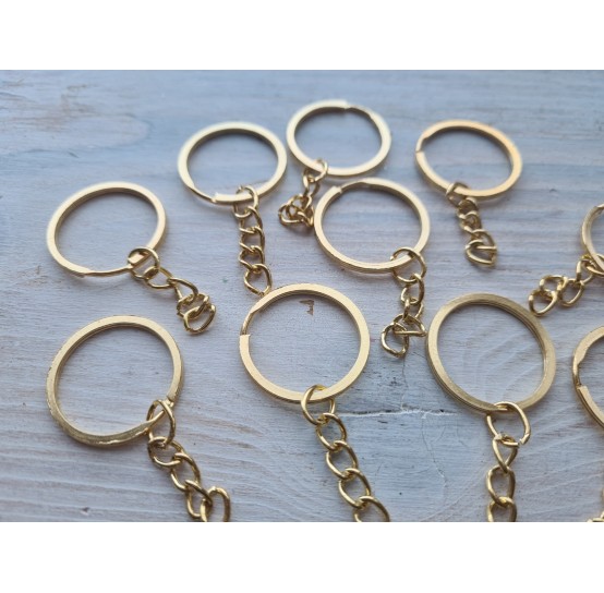 Keychain rings, gold, smooth, 10 pcs.