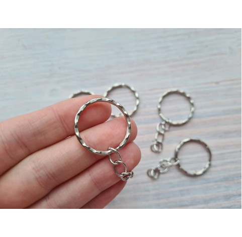 Keychain rings, silver, smooth, 5 pcs.