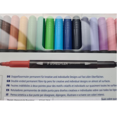 STAEDTLER Double-ended coloured, permanent pen, 18 pcs.