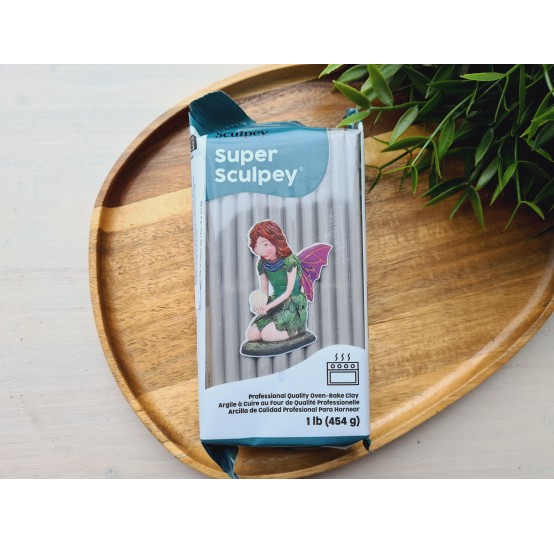 Super Sculpey, gray, 454g (1lb), oven-hardening polymer clay