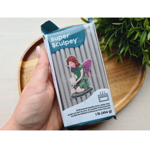 Super Sculpey, gray, 454g (1lb), oven-hardening polymer clay