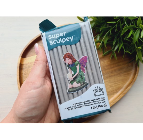 Super Sculpey, gray, 454g (1lb), oven-hardening polymer clay