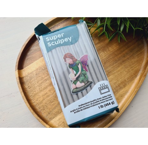 Super Sculpey, gray, 454g (1lb), oven-hardening polymer clay