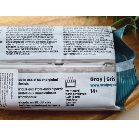 Super Sculpey, gray, 454g (1lb), oven-hardening polymer clay