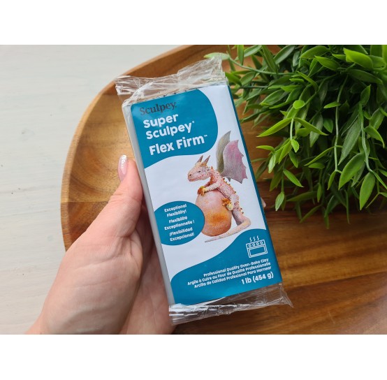 Super Sculpey Flex Firm, gray, 454g (1lb), oven-hardening polymer clay