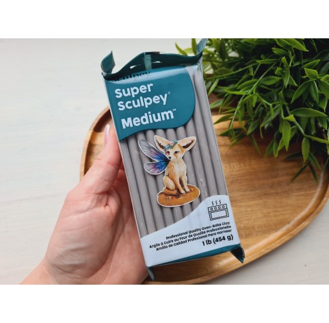 Super Sculpey Medium Blend, gray, 454g (1lb), oven-hardening polymer clay