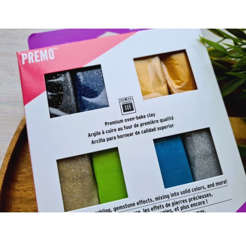 Sculpey Premo, Metallic and Glitter, pack of 12 colors, 340g (12oz), oven-hardening polymer clay