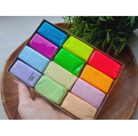 Sculpey Premo neon and Souffle pastel multipack, pack of 12 colors, 323g (11.4oz), oven-hardening polymer clay