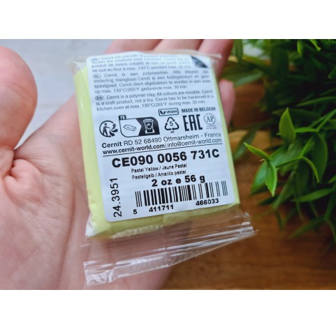 Cernit Number One, pastel yellow, Nr. 731, 56g (2oz), oven-hardening polymer clay
